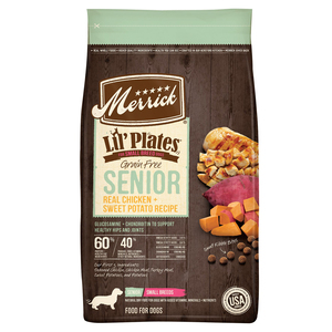 Merrick Lil´Plates Alimento Natural para Perro Senior Raza Pequeña Receta Pollo y Camote, 5.4 kg