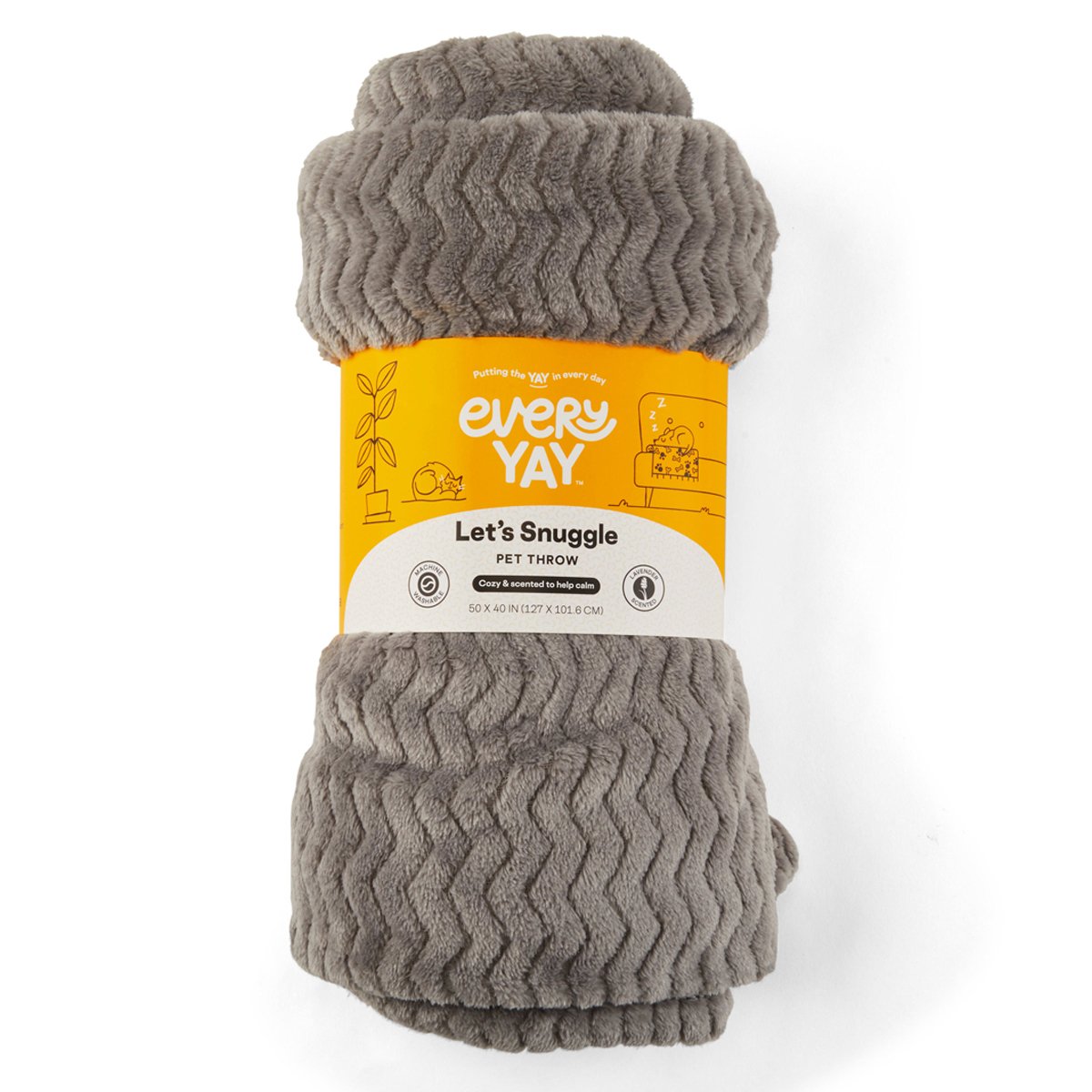 EveryYay Let's Snuggle Manta Calmante de Felpa con Aroma a Lavanda para Perro, Gris