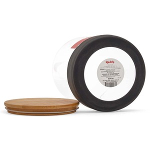 Reddy Contenedor de Cristal para Premios Diseño Antideslizante con Tapa de Bambú para Perro, 2.5 L