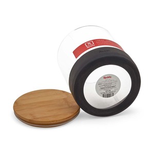 Reddy Contenedor de Cristal para Premios Diseño Antideslizante con Tapa de Bambú para Perro, 2.5 L