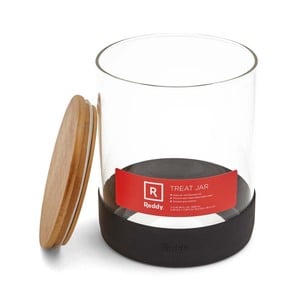 Reddy Contenedor de Cristal para Premios Diseño Antideslizante con Tapa de Bambú para Perro, 2.5 L Reddy Contenedor de Cristal para Premios Diseño Antideslizante con Tapa de Bambú para Perro, 2.5 L