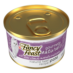 Fancy Feast Gourmet Naturals Alimento Húmedo Tipo Mousse para Gato Adulto Receta Carne, 85 g