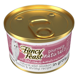 Fancy Feast Gourmet Naturals Alimento Húmedo Tipo Petit Filets para Gato Adulto Receta Salmón Salvaje y Camarón, 85 g