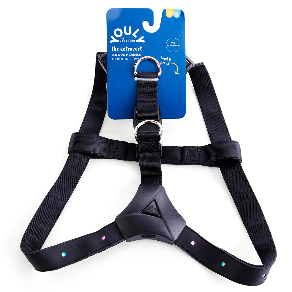 Youly Arnés Liso Color Negro con LED para Perros, Grande/X-Grande
