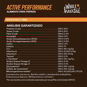 WholeHearted Active Performance Alimento para Perro Activo Todas las Edades Receta Pollo y Arroz, 20.4 kg
