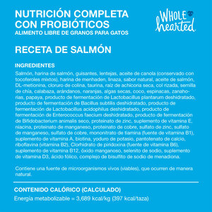 WholeHearted Libre de Granos Alimento Natural para Gatito Receta Salmón, 2.2 kg