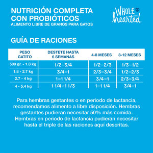 WholeHearted Libre de Granos Alimento Natural para Gatito Receta Salmón, 2.2 kg