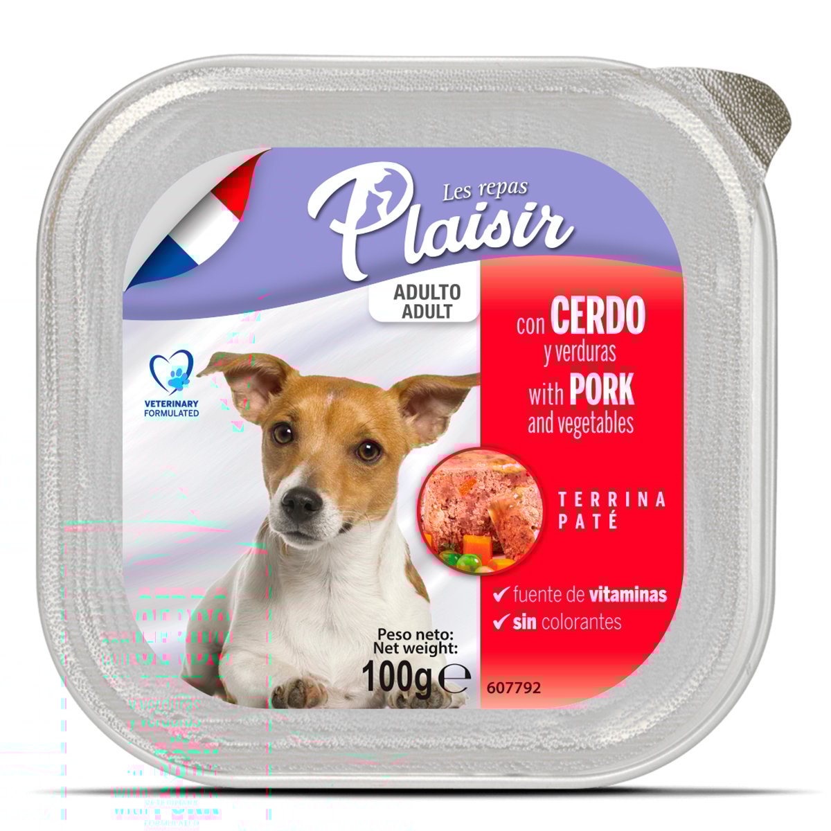 Les Repas Plaisir Paté Alimento Húmedo para Perro Adulto Receta Cerdo y Verduras, 100 g