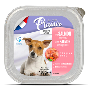 Les Repas Plaisir Paté Alimento Húmedo para Perro Adulto Receta Salmón y Verduras, 100 g