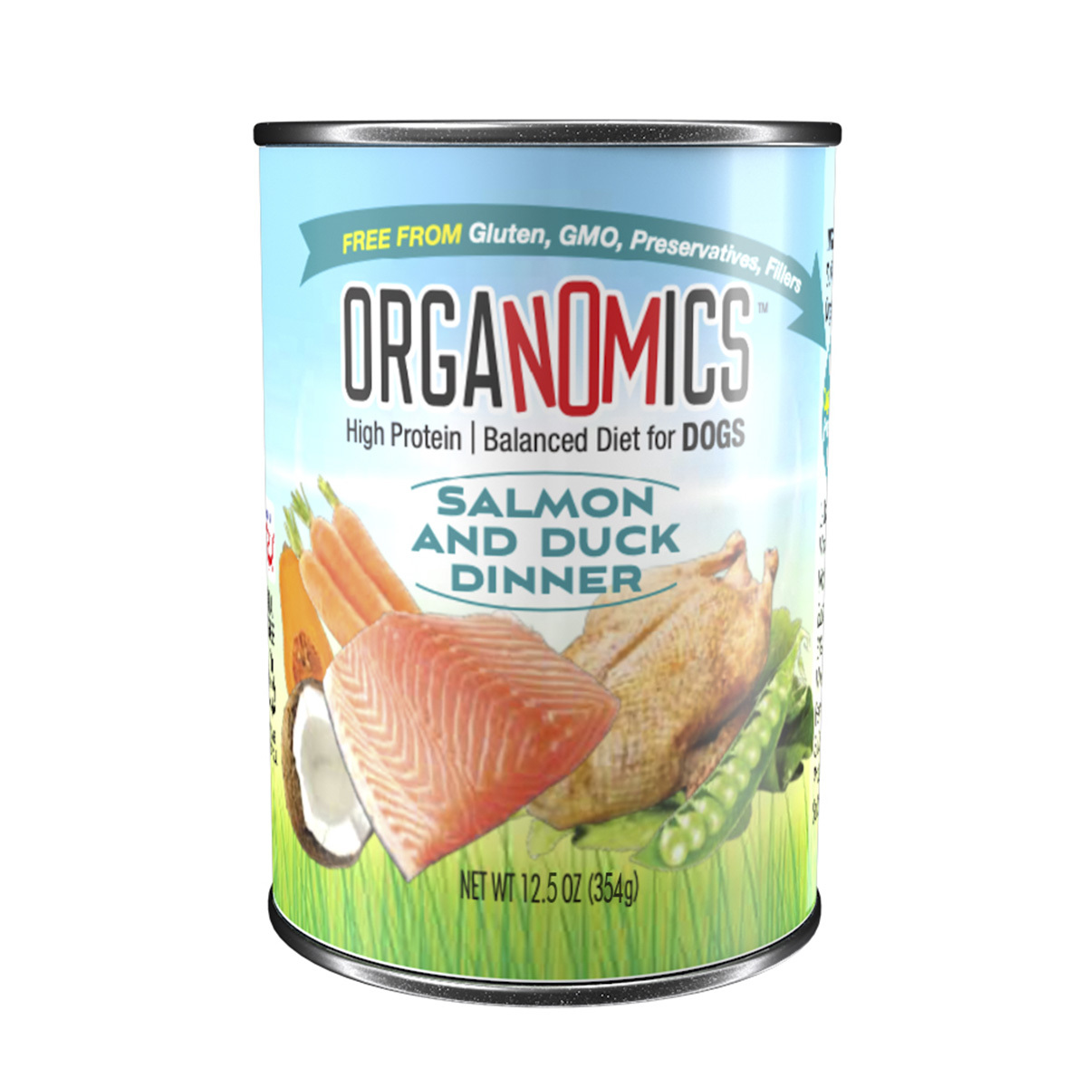 OrgaNOMics Alimento Húmedo con Ingredientes Orgánicos para Perro Adulto Receta Salmón y Pato, 354 g
