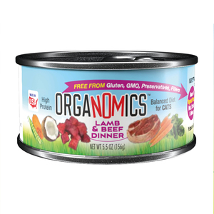OrgaNOMics Alimento Húmedo con Ingredientes Orgánicos para Gato Adulto Receta Cordero y Res, 156 g