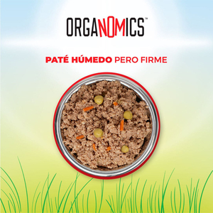 OrgaNOMics Alimento Húmedo con Ingredientes Orgánicos para Gato Adulto Receta Res y Cerdo, 156 g
