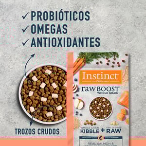 Instinct Raw Boost Alimento Seco Natural con Cereales Integrales para Perro Todas las Etapas de Vida Receta Salmón y Arroz Integral, 2 kg