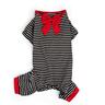 Youly Pijama Color Negra con Rayas y Moñito Rojo para Perro, X-Chico Youly Pijama Color Negra con Rayas y Moñito Rojo para Perro, X-Chico