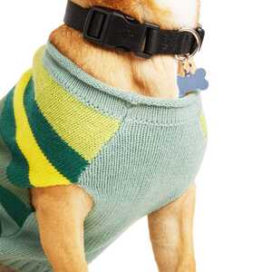 Youly Suéter Color Verde con Gris Estilo Rayado para Perro, X-Grande