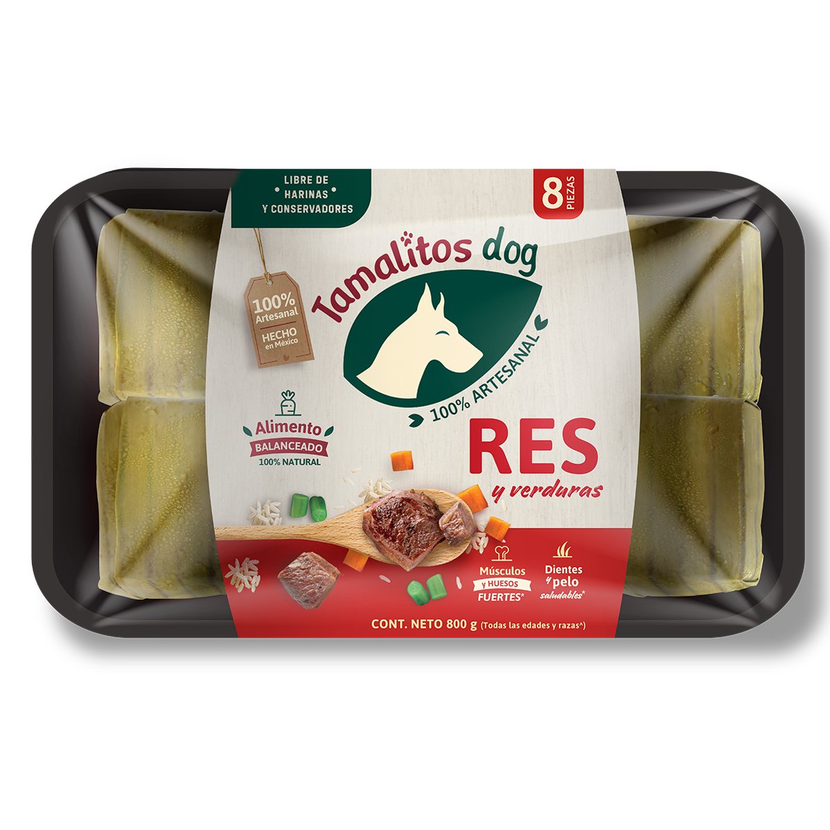 Tamalitos Dog Alimento Natural Congelado para Perro Adulto Proteína Res, 800 g