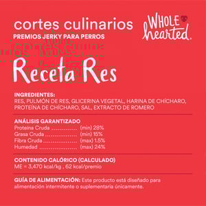 WholeHearted Culinary Cuts Premios Suaves Tipo Jerky Receta Res para Perro, 454 g