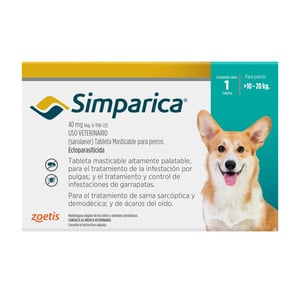 Simparica Masticable Desparasitante Externo para Perro, 10-20 kg Simparica Masticable Desparasitante Externo para Perro, 10-20 kg