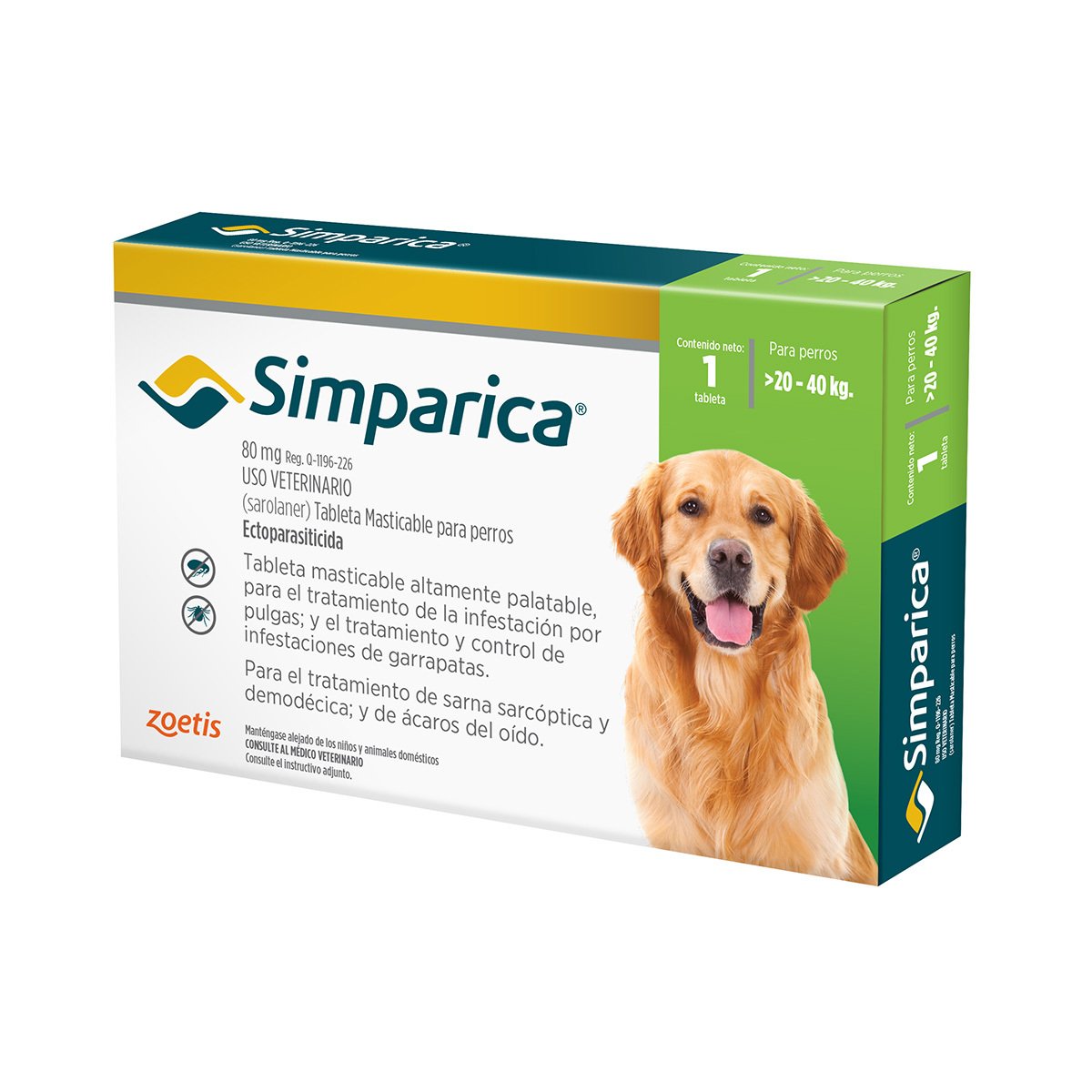 Simparica Masticable Desparasitante Externo para Perro, 20-40 kg