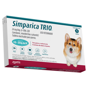 Simparica Trio Masticable Desparasitante Externo e Interno para Perro, 10-20 kg