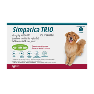 Simparica Trio Masticable Desparasitante Externo e Interno para Perro, 20-40 kg