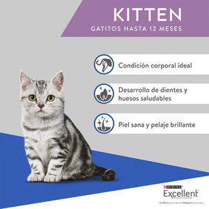 Purina Excellent Kitten Alimento Seco para Gatito Receta Pollo y Arroz, 1.5 kg
