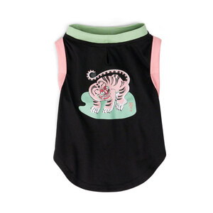 Reddy Spring Playera Básica sin Mangas Negra con Estampado, XXX-Grande