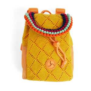 Youly Spring Backpack Amarilla Estilo Crochet, Chico / Mediano