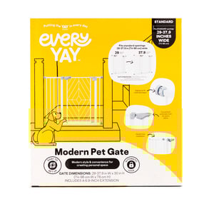 EveryYay Reja Ajustable de Metal con Diseño Moderno para Perro, Blanco