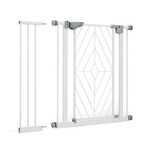 EveryYay Reja Ajustable de Metal con Diseño Moderno para Perro, Blanco
