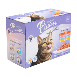 Les Repas Plaisir Multipack Alimento Natural Húmedo Recetas Variadas para Gato, 12 Piezas