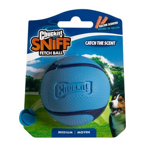 Chuckit! Sniff Fetch Ball Pelota de Goma con Esencia de Tocino para Perro, Mediano Chuckit! Sniff Fetch Ball Pelota de Goma con Esencia de Tocino para Perro, Mediano