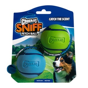 Chuckit! Sniff Fetch Ball Paquete de Dos Pelotas de Goma con Esencias para Perro, Mediano Chuckit! Sniff Fetch Ball Paquete de Dos Pelotas de Goma con Esencias para Perro, Mediano