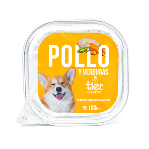 Tiër Alimento Húmedo en Paté Receta Pollo y Verduras para Perro Adulto, 100 g