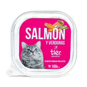 Tiër Alimento Húmedo en Paté Receta Salmón y Verduras para Gato Adulto, 100 g