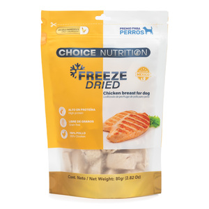 Choice Nutrition Freeze Dried Premio Liofilizado de Pechuga de Pollo para Perro, 80 g