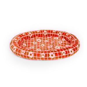 EveryYay Cama Circular con Bordes Diseño Flores Retro Color Rojo para Gato, Chico EveryYay Cama Circular con Bordes Diseño Flores Retro Color Rojo para Gato, Chico