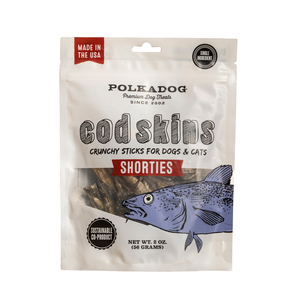 Polkadog Cod Skins Shorties Premios Naturales de Piel de Bacalao con Forma de Stick para Perro, 56 g