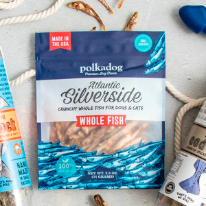 Polkadog Atlantic Silverside Premios Naturales de Sardina para Perro y Gato, 71 g