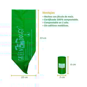 Green Doggy Bolsas Compostables para Desechos para Perro, 120 Bolsas