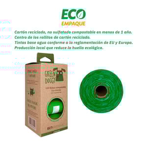 Green Doggy Bolsas Compostables para Desechos para Perro, 120 Bolsas