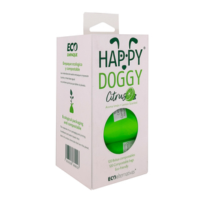 Happy Doggy Bolsas Compostables con Aroma Cítrico para Desechos para Perro, 120 Bolsas