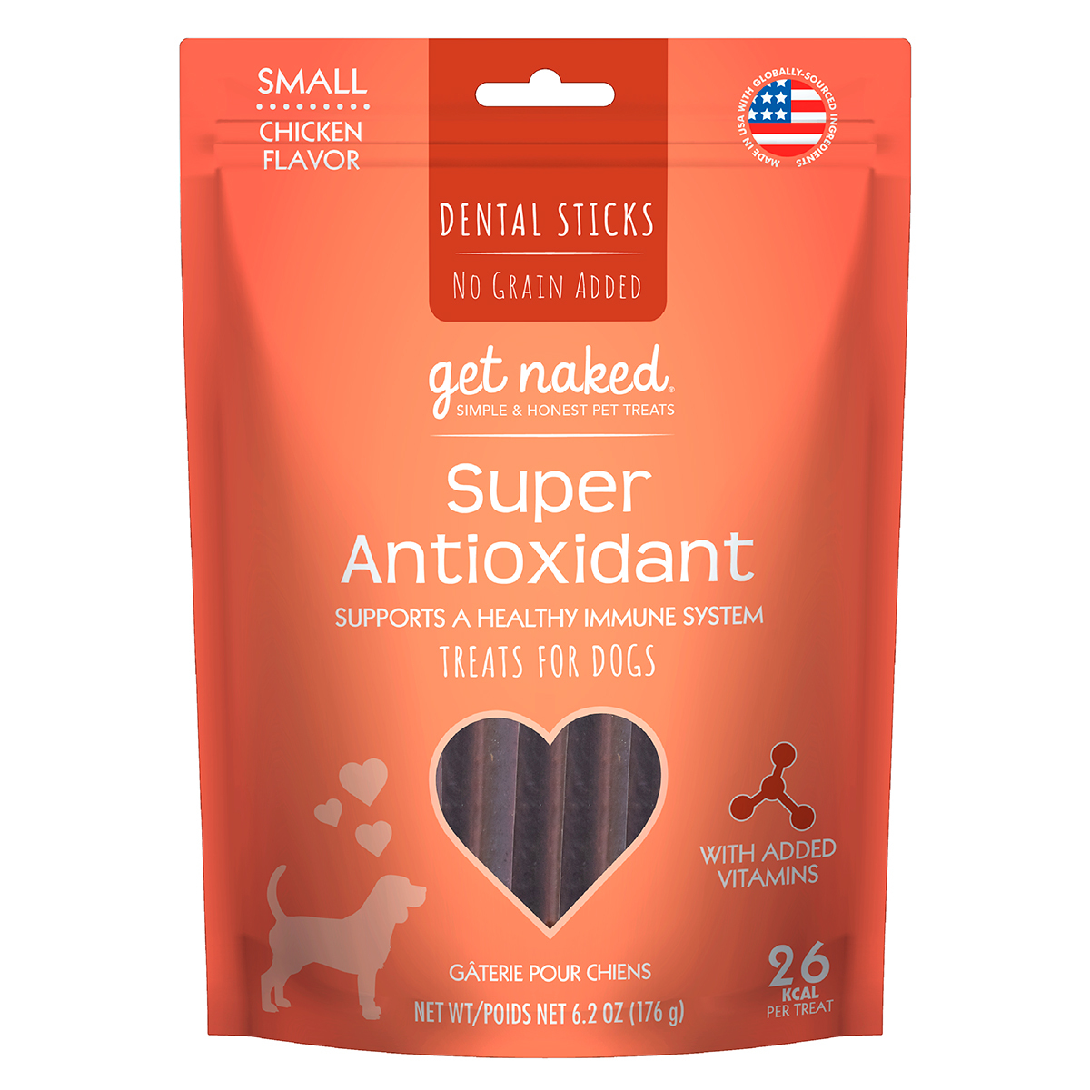 Get Naked Sticks Dentales + Antioxidantes para Perro Adulto Raza Pequeña, 175 g