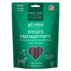 Get Naked Sticks Dentales + Control de Peso para Perro Adulto Raza Pequeña, 187 g