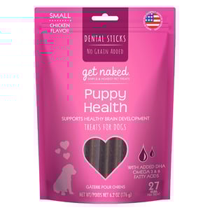 Get Naked Sticks Dentales + Formula Desarrollo Mental para Cachorro Raza Pequeña, 175 g Get Naked Sticks Dentales + Formula Desarrollo Mental para Cachorro Raza Pequeña, 175 g