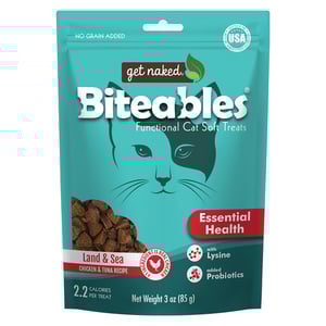 Get Naked Biteables Premios Funcionales para Salud Inmune Receta Atún y Pollo para Gato, 85 g Get Naked Biteables Premios Funcionales para Salud Inmune Receta Atún y Pollo para Gato, 85 g