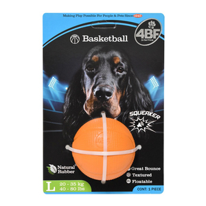4BF Pelota Deportiva de Hule Natural Diseño Basketball para Perro, Grande