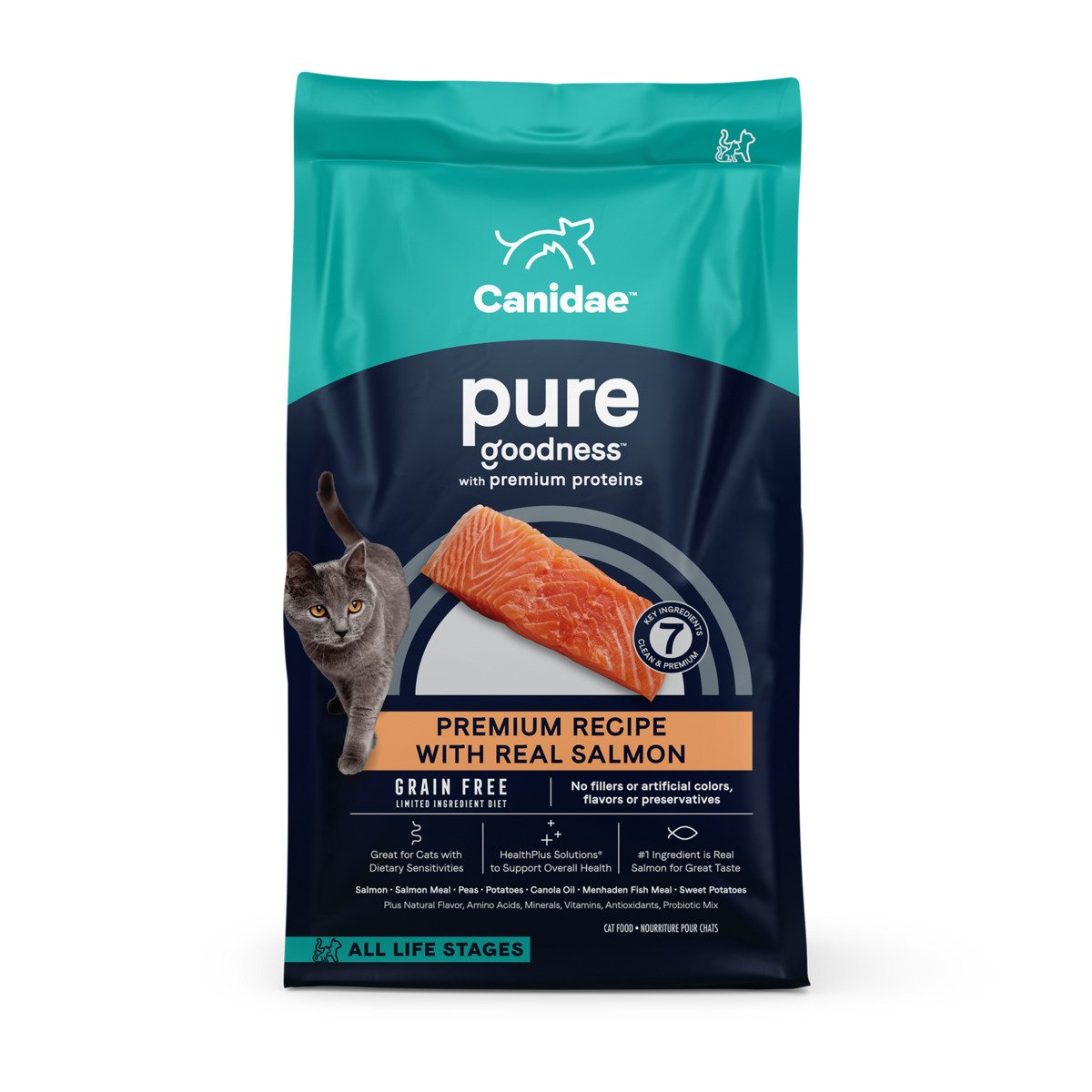 Canidae Pure Alimento Seco Natural para Gato Todas las Etapas de Vida Receta Salmón, 4.5 kg