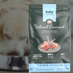 Natural Gourmet Alimento Natural Piel y Pelo Saludables para Cachorro Receta Cordero y Salmón, 7.5 kg