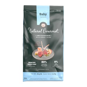 Natural Gourmet Alimento Natural Piel y Pelo Saludables para Cachorro Receta Cordero y Salmón, 7.5 kg Natural Gourmet Alimento Natural Piel y Pelo Saludables para Cachorro Receta Cordero y Salmón, 7.5 kg